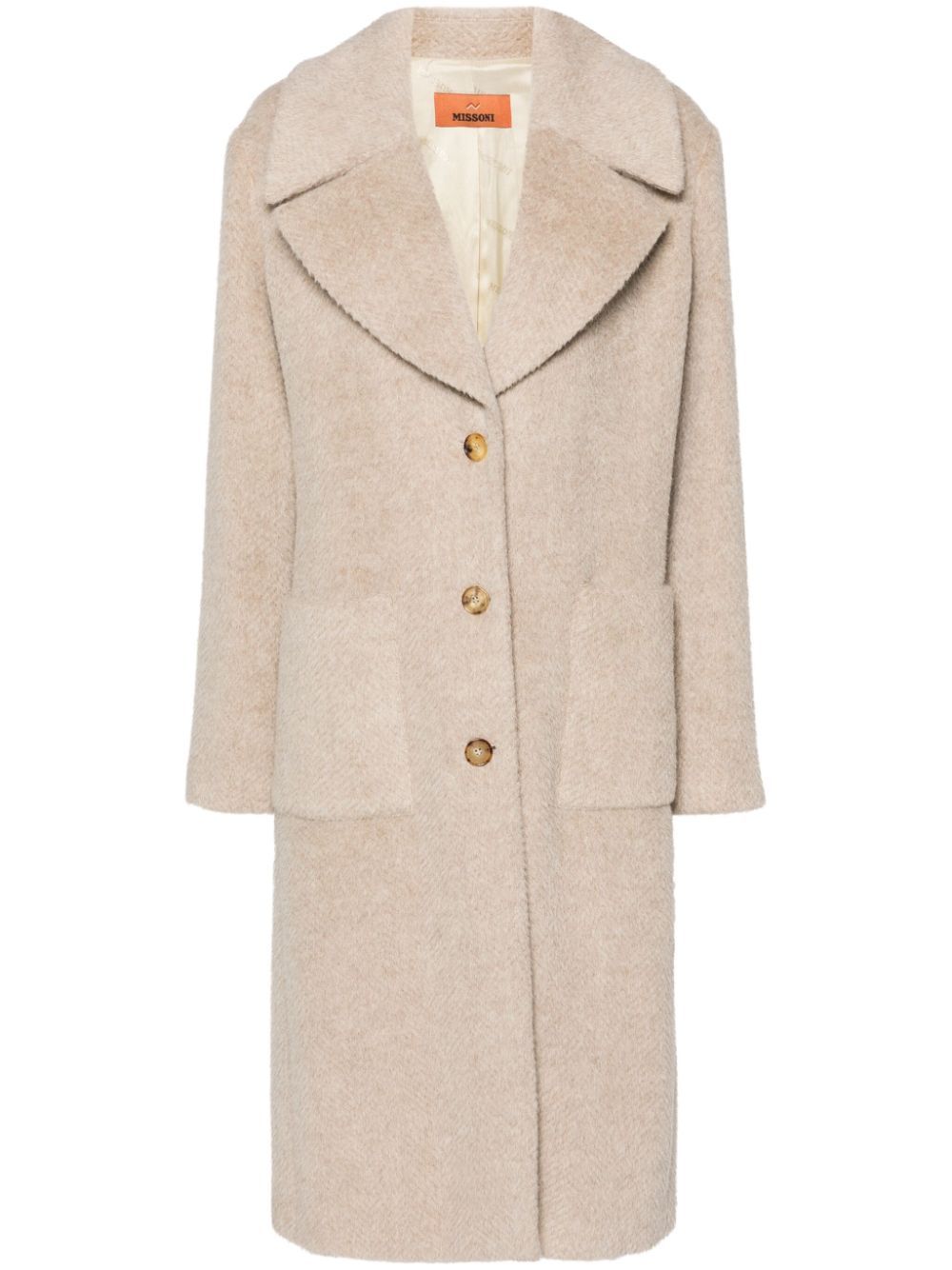 Missoni Single-breasted Textured Coat In Neutrals