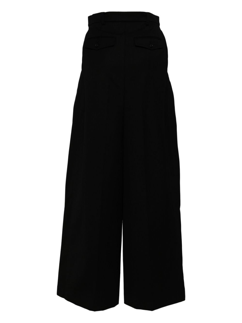 pushBUTTON Black Side Folded broek met wijde pijpen - Zwart