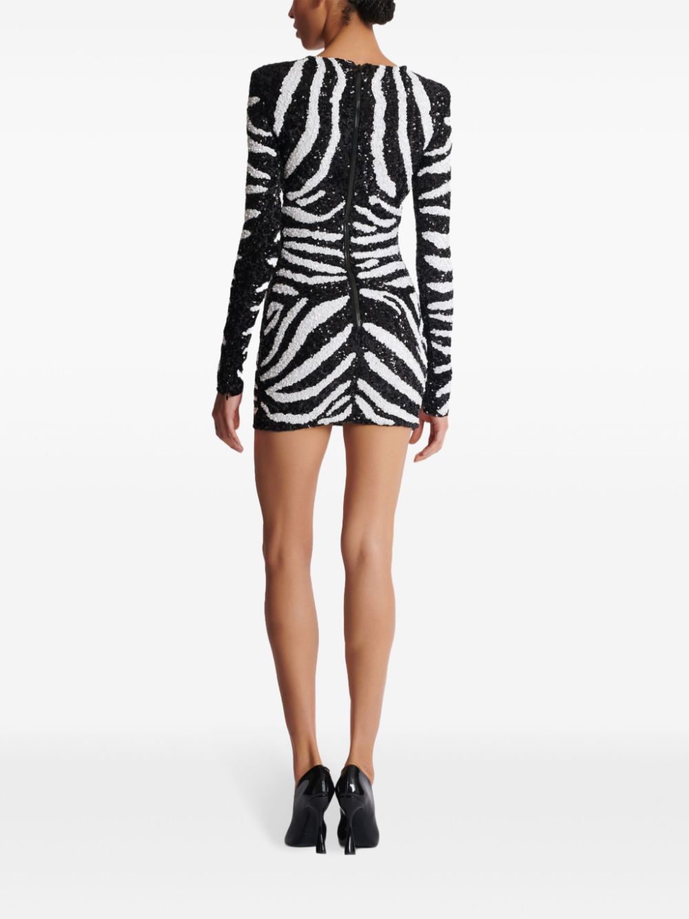 Balmain zebra-pattern sequin-embellished dress Women