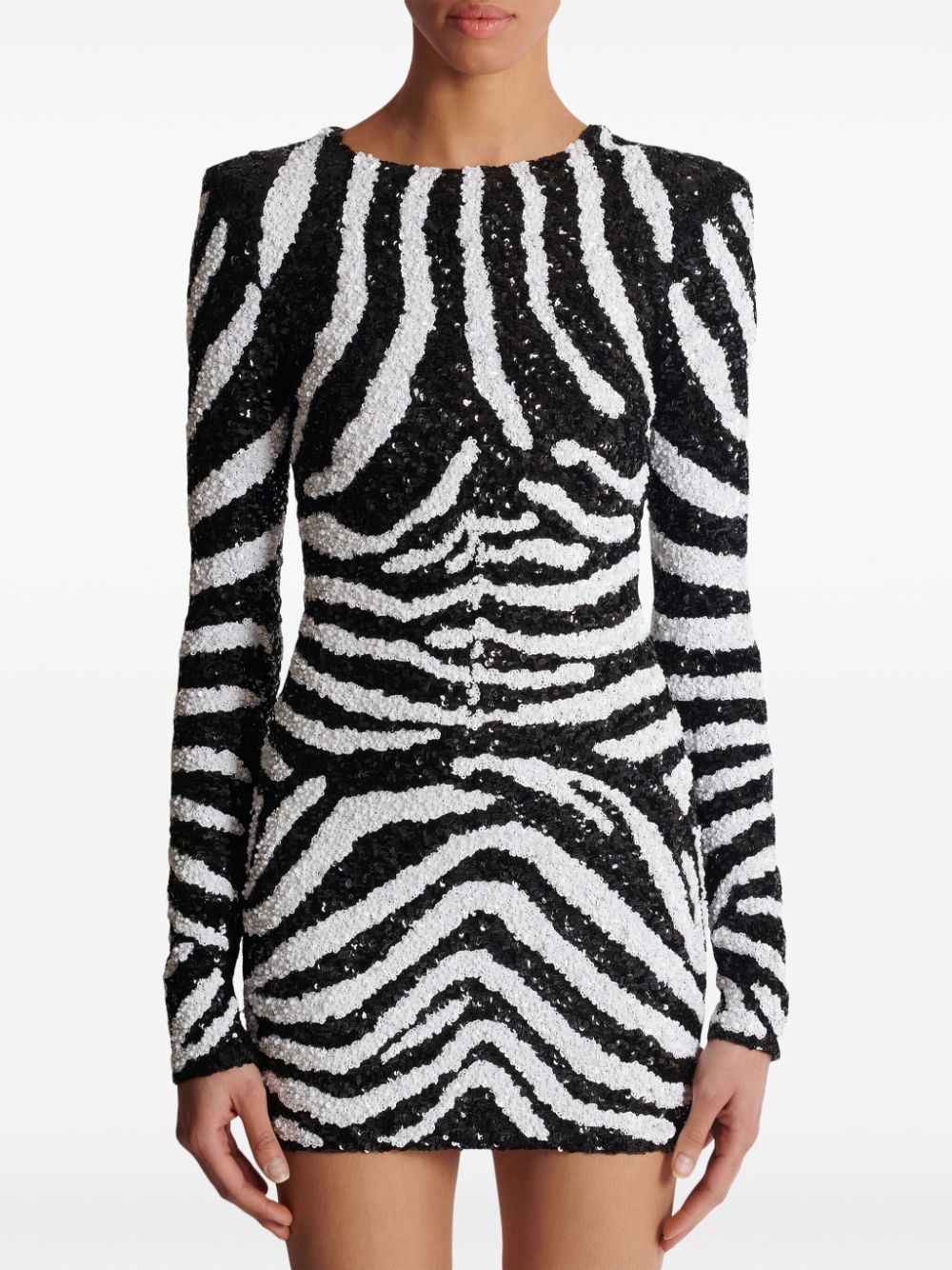 Balmain zebra-pattern sequin-embellished dress Women