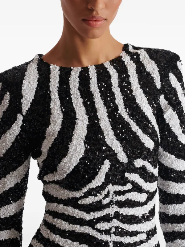 バルマン　スパンコールワンピース Balmain ゼブラパターン スパンコール ドレス | ブラック