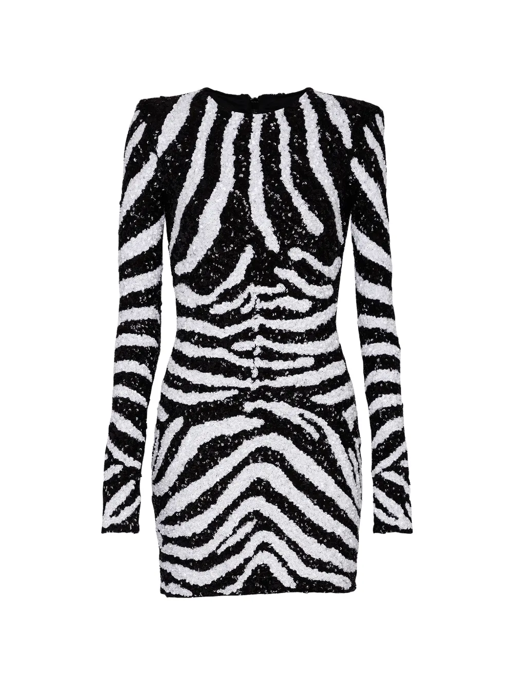Balmain Jurk verfraaid met pailletten en zebraprint Zwart