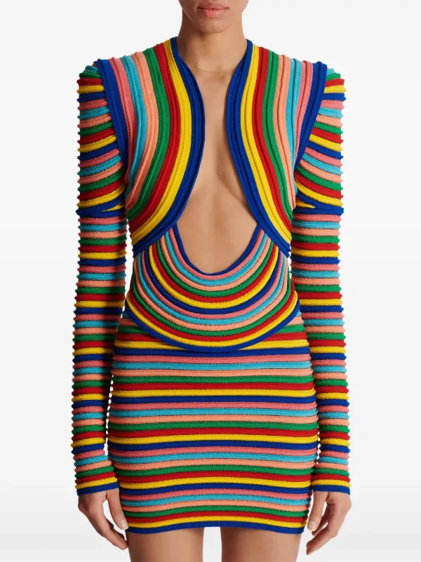 balmain neon dress Balmain Knitted Mini Dress