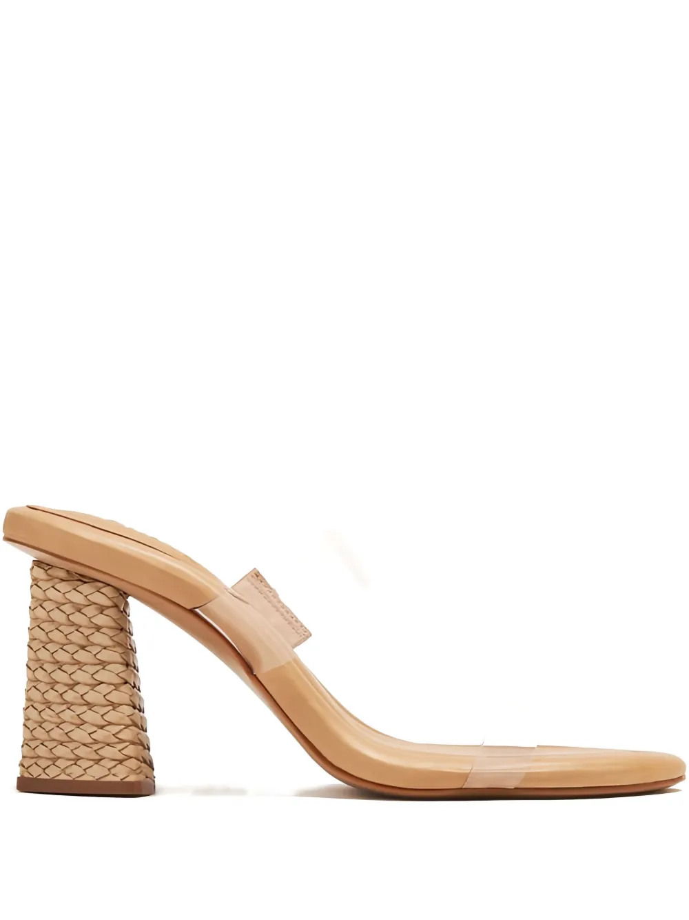Schutz 80mm clear-strap woven-heel sandals Neutrals