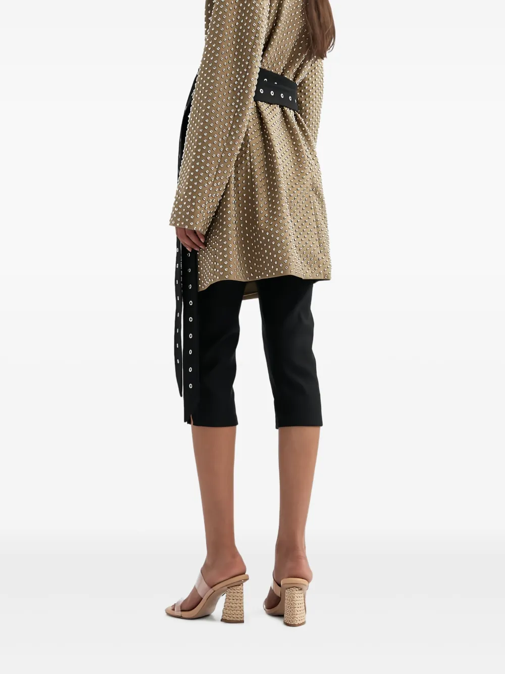 Schutz 80mm clear-strap woven-heel sandals Neutrals