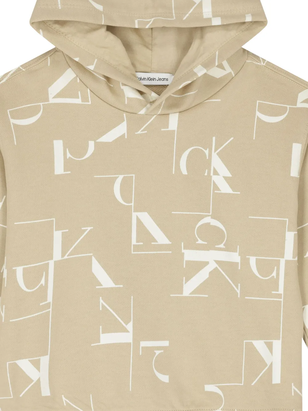 Calvin Klein Kids Hoodie met all-over logoprint Bruin