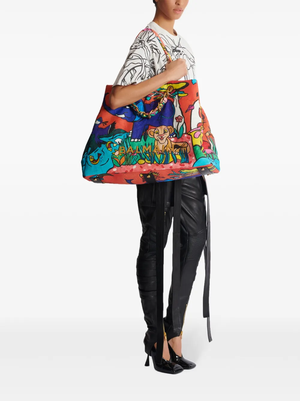 Balmain x Disney grote 1945 shopper met grafische print - Oranje