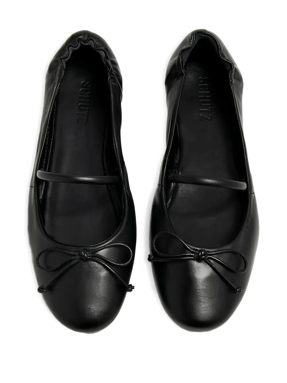 Schutz Fechado bow-detail gathered flats - Zwart