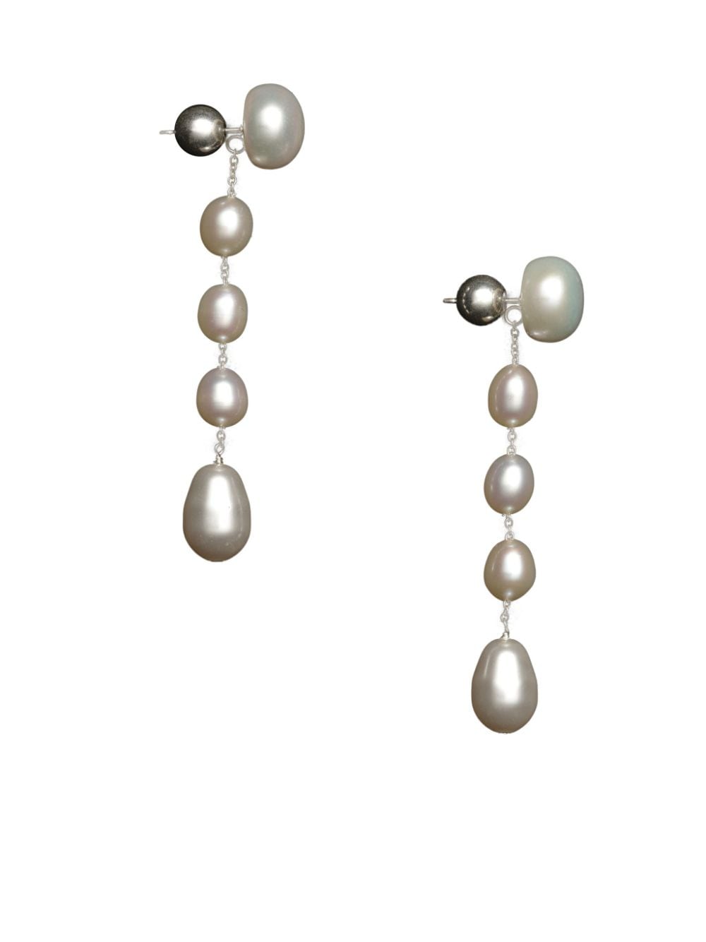 Sophie Buhai sterling silver small Passante pearl drop earrings - Zilver