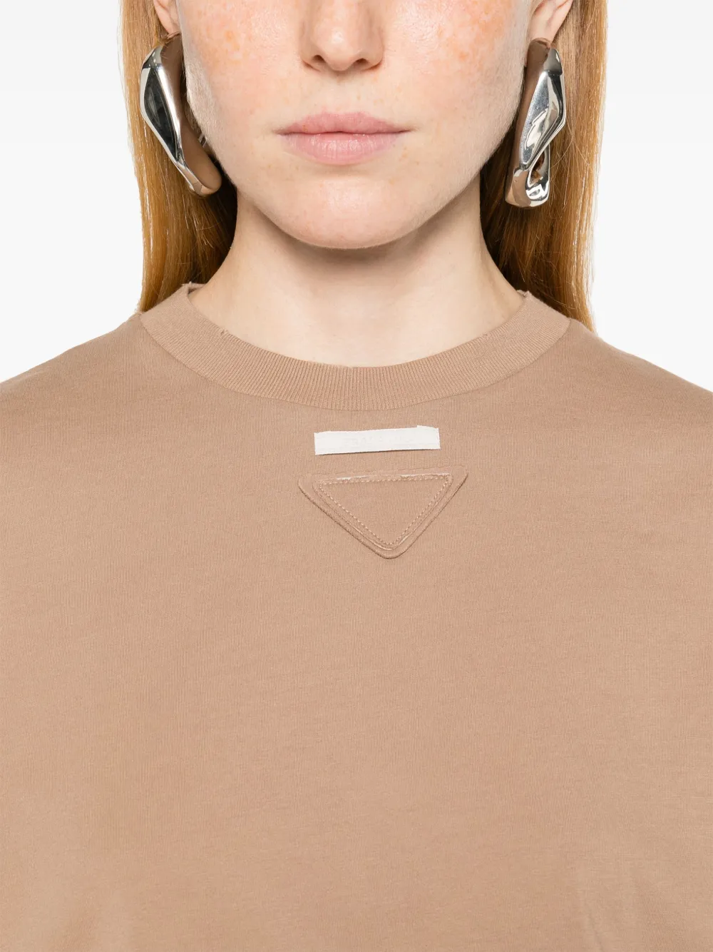 Prada T-shirt met logo Bruin