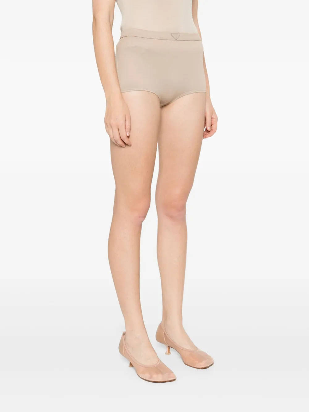 Prada Mini-shorts met driehoekig email Beige