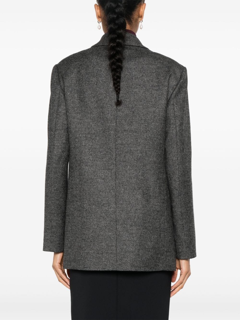 Shop Pinko Double-breasted Blazer In Grey