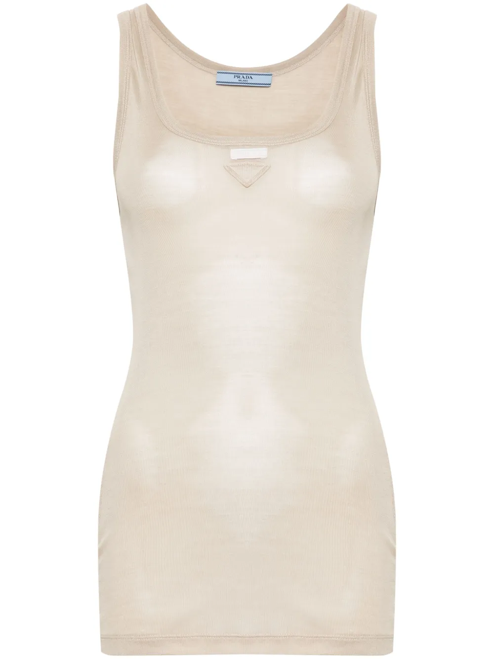 Prada Zijden tanktop met logo Beige