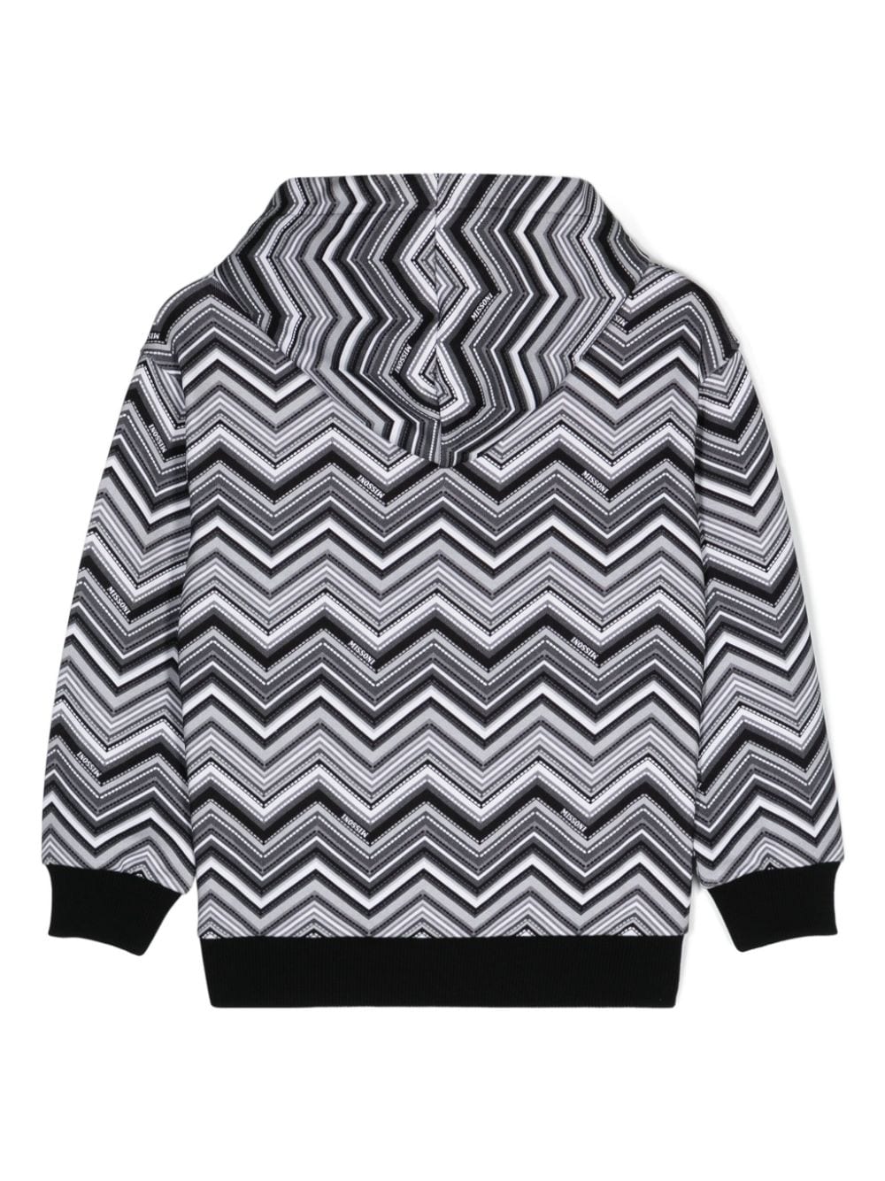 Missoni Kids Hoodie met chevronprint - Zwart