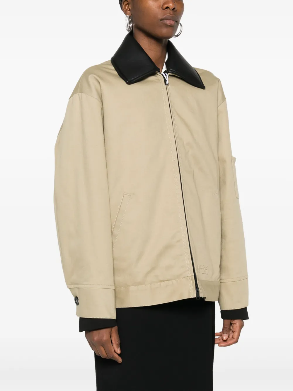 N°21 Embossed-logo Cotton Jacket In Neutrals