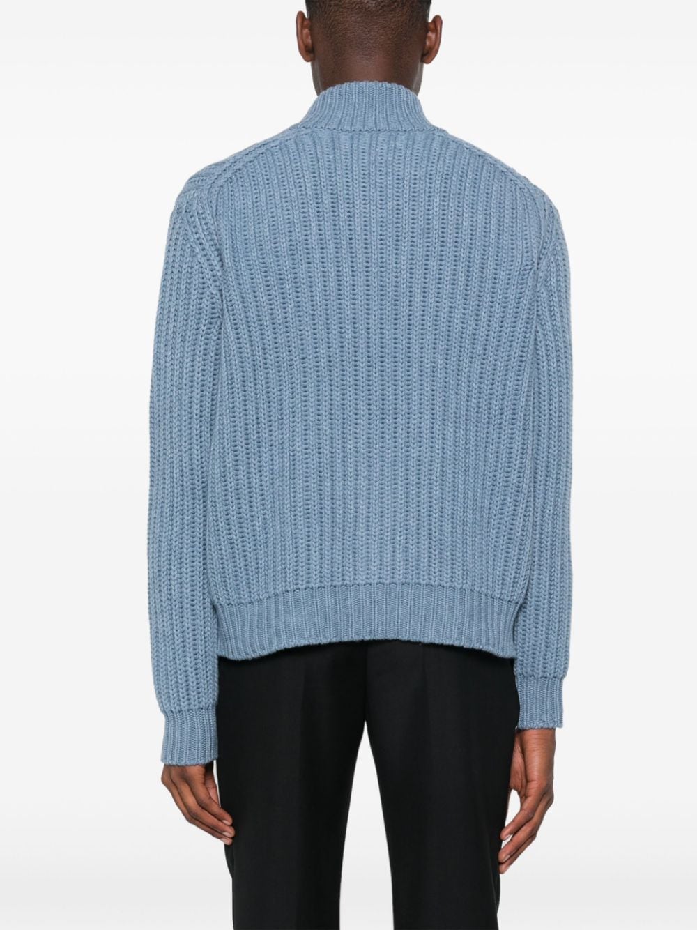 Shop Malo Cable-knit Cardigan In Blue