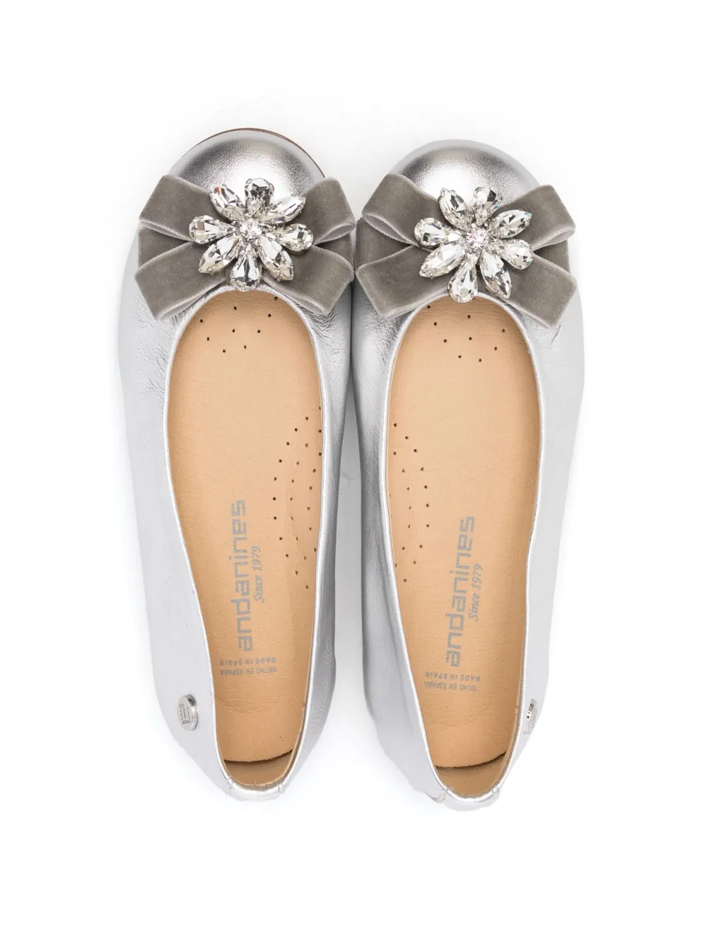 ANDANINES Ballerina's met kristallen detail Zilver