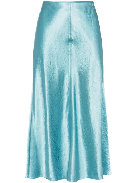 Vince satin raw-edge midi skirt