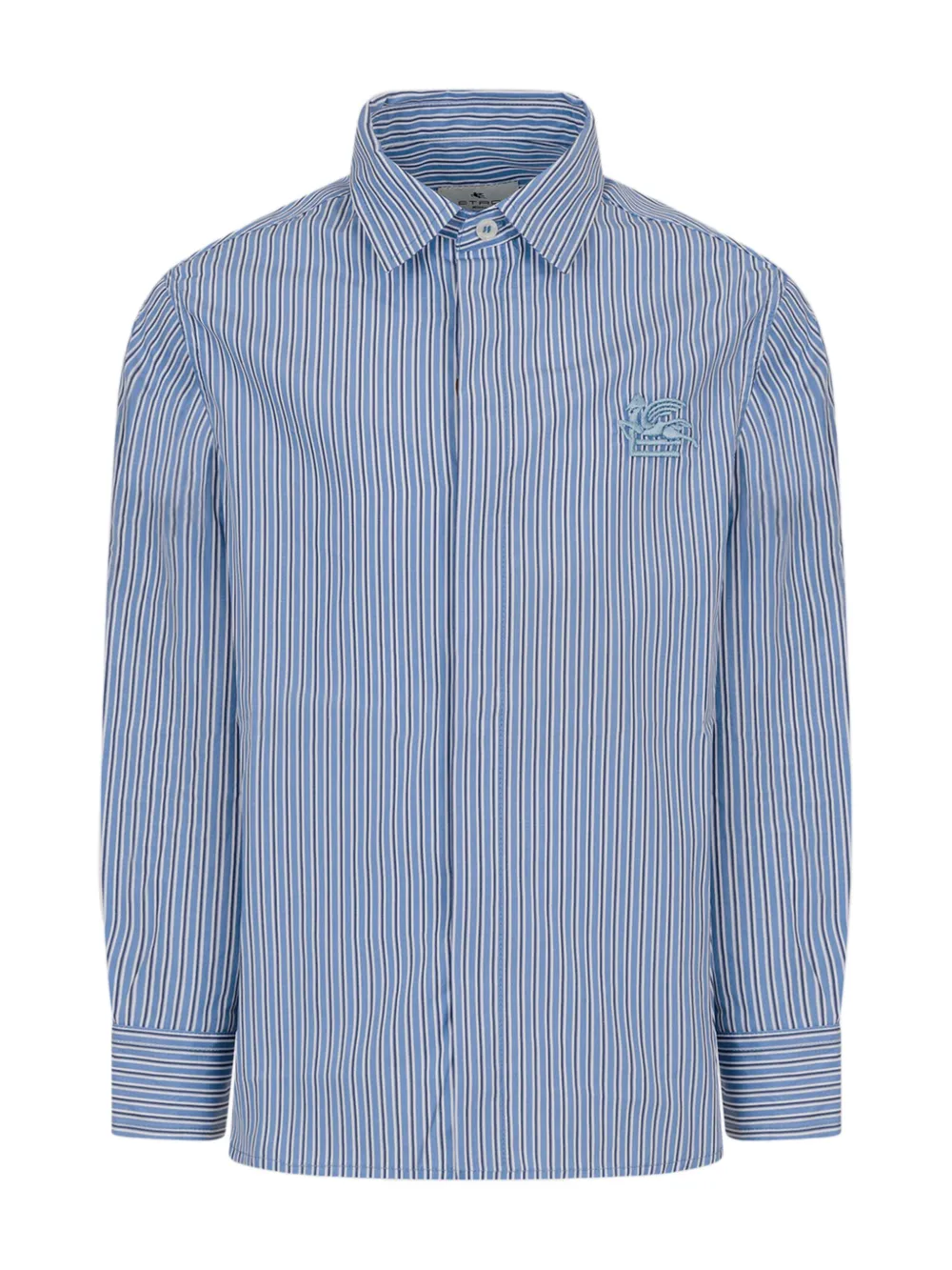 ETRO KIDS Gestreept shirt met geborduurd logo Blauw