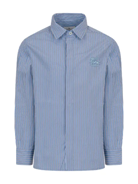 ETRO KIDS logo-embroidered striped shirt 