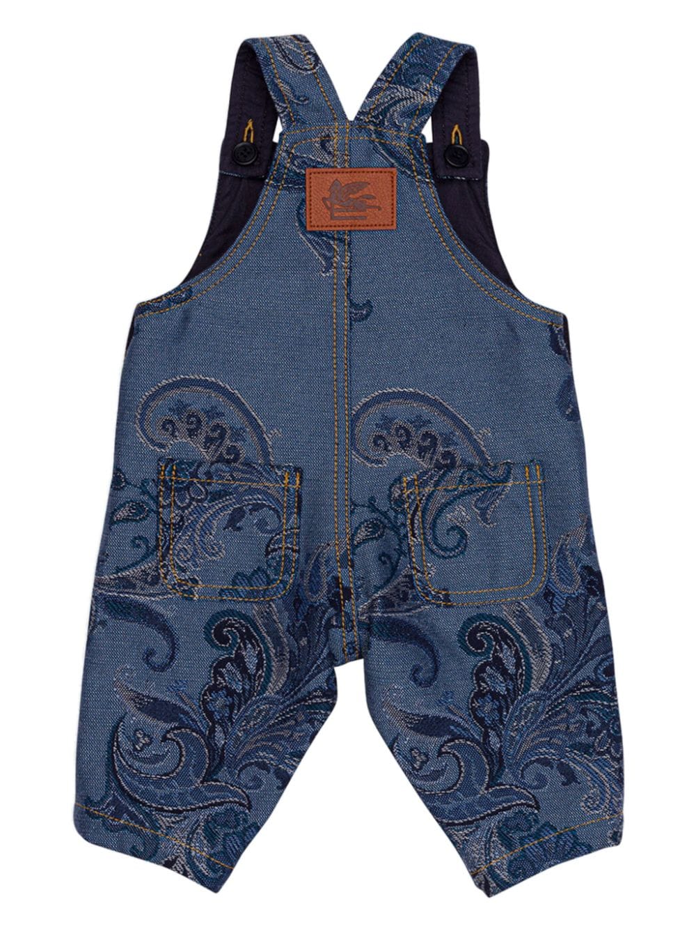 ETRO KIDS patterned-jacquard dungarees - Blauw