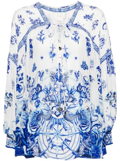 Camilla blusa con estampado náutico