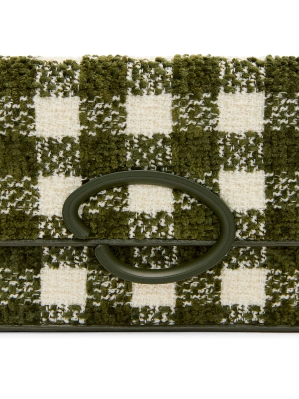 Shop Oscar De La Renta O Pochette Chenille Check Tweed Bag In Neutrals