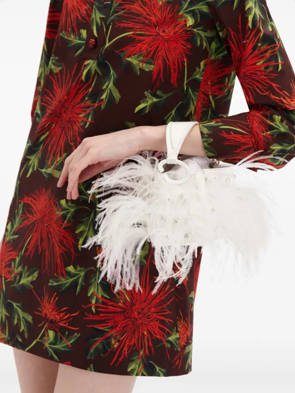 Oscar De La Renta Nano O Handle ostrich-feather Bag White