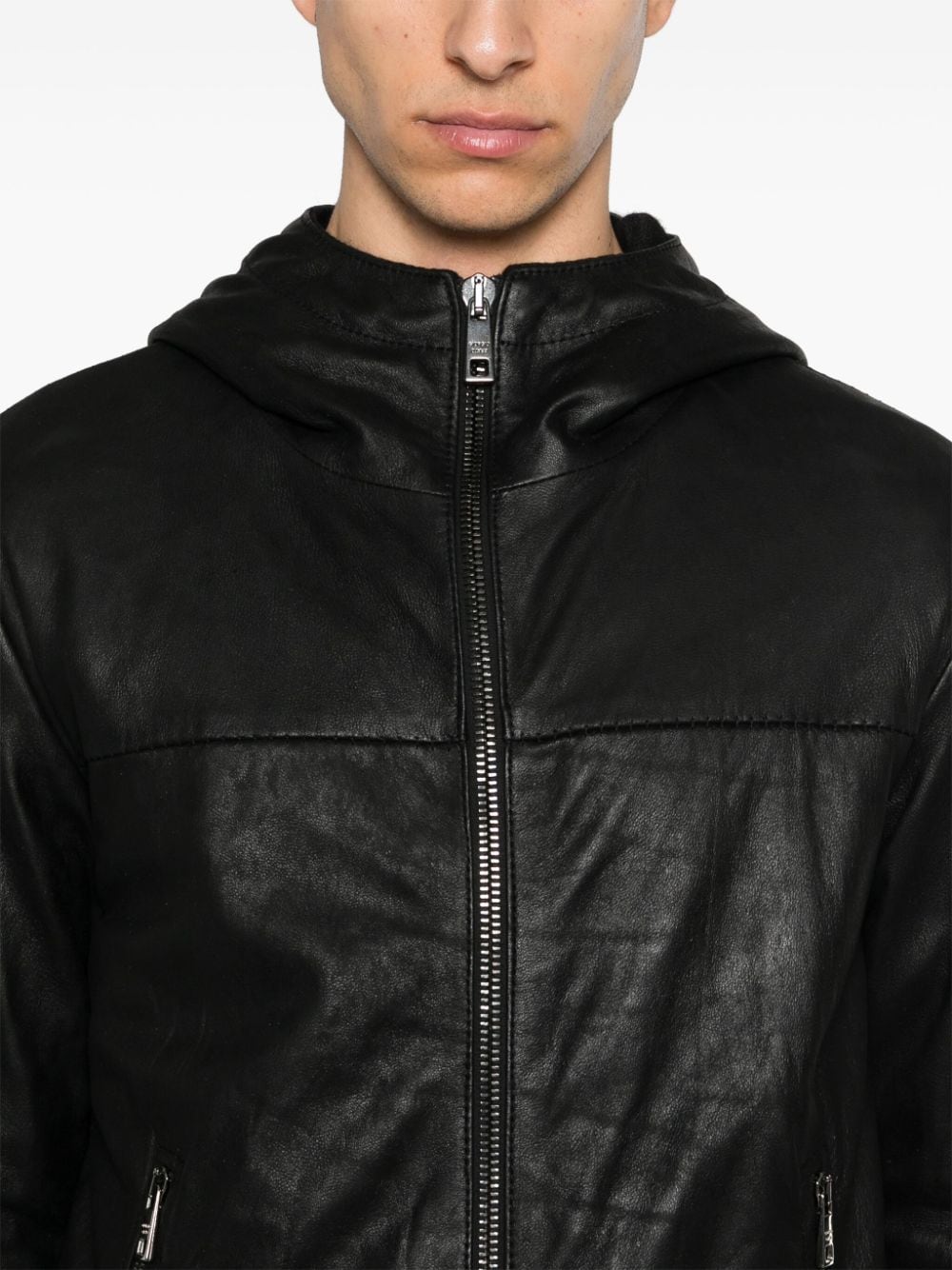 Shop Giorgio Brato Leather Jacket In Black