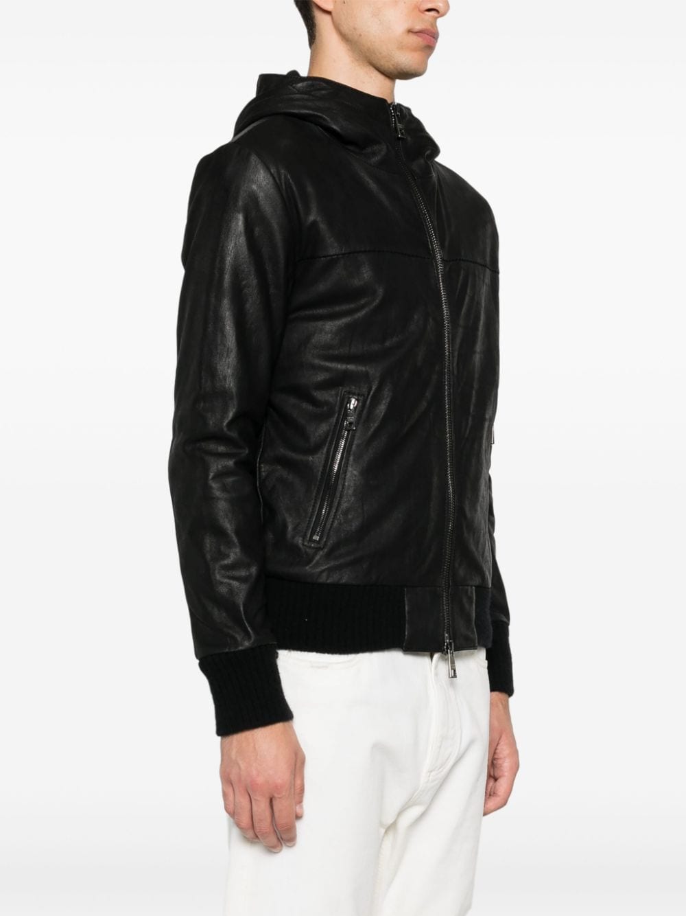 Shop Giorgio Brato Leather Jacket In Black