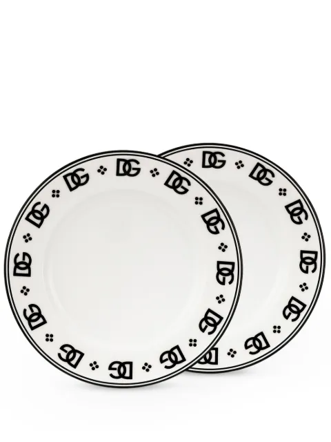 Dolce & Gabbana DG logo porcelain plate (set of two)