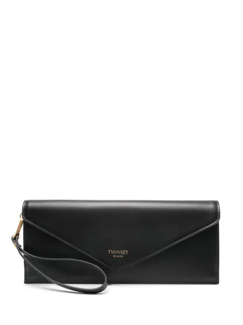 TWINSET logo-print leather clutch bag