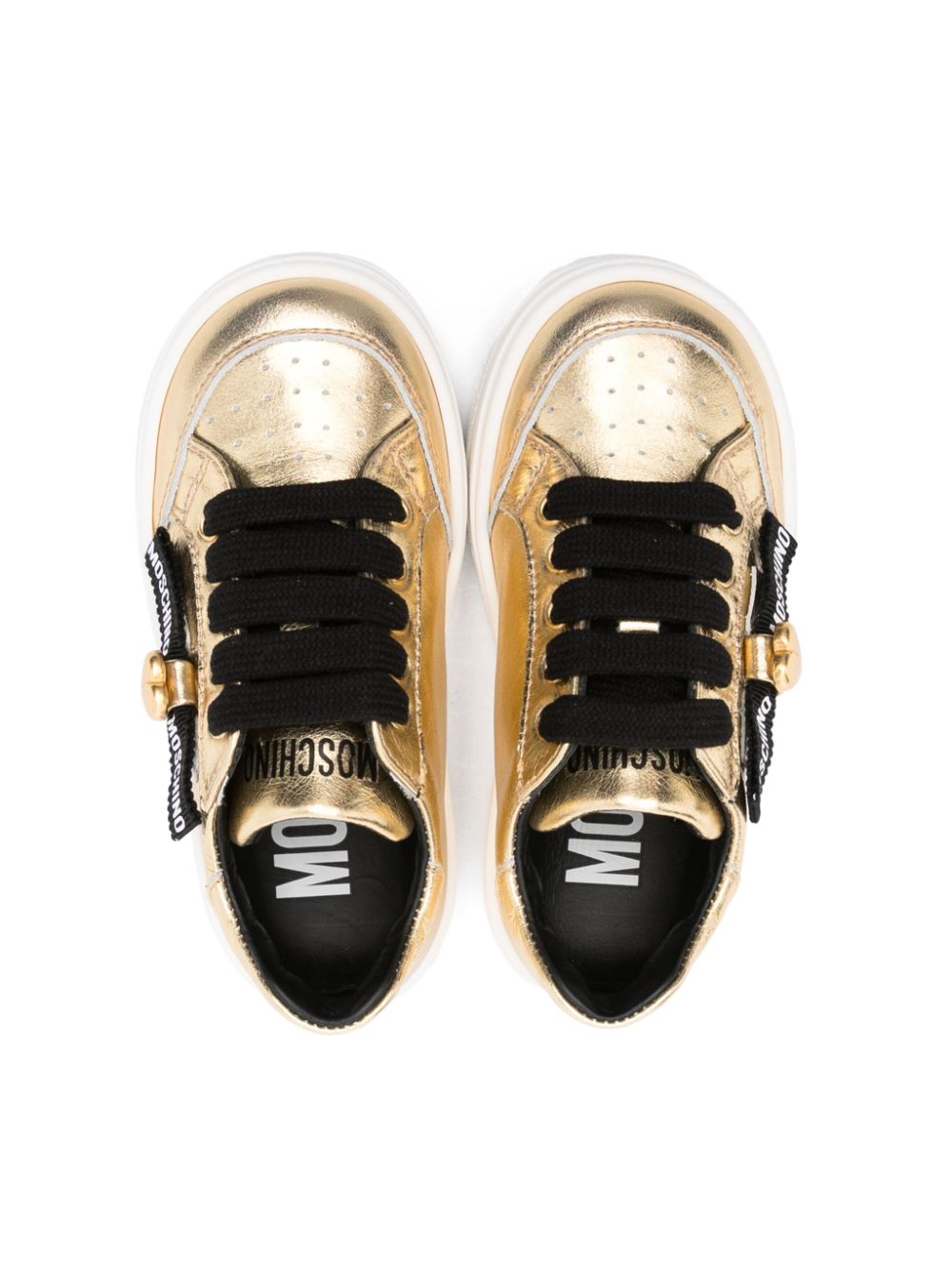 Moschino Kids Sneakers met strikdetail Goud