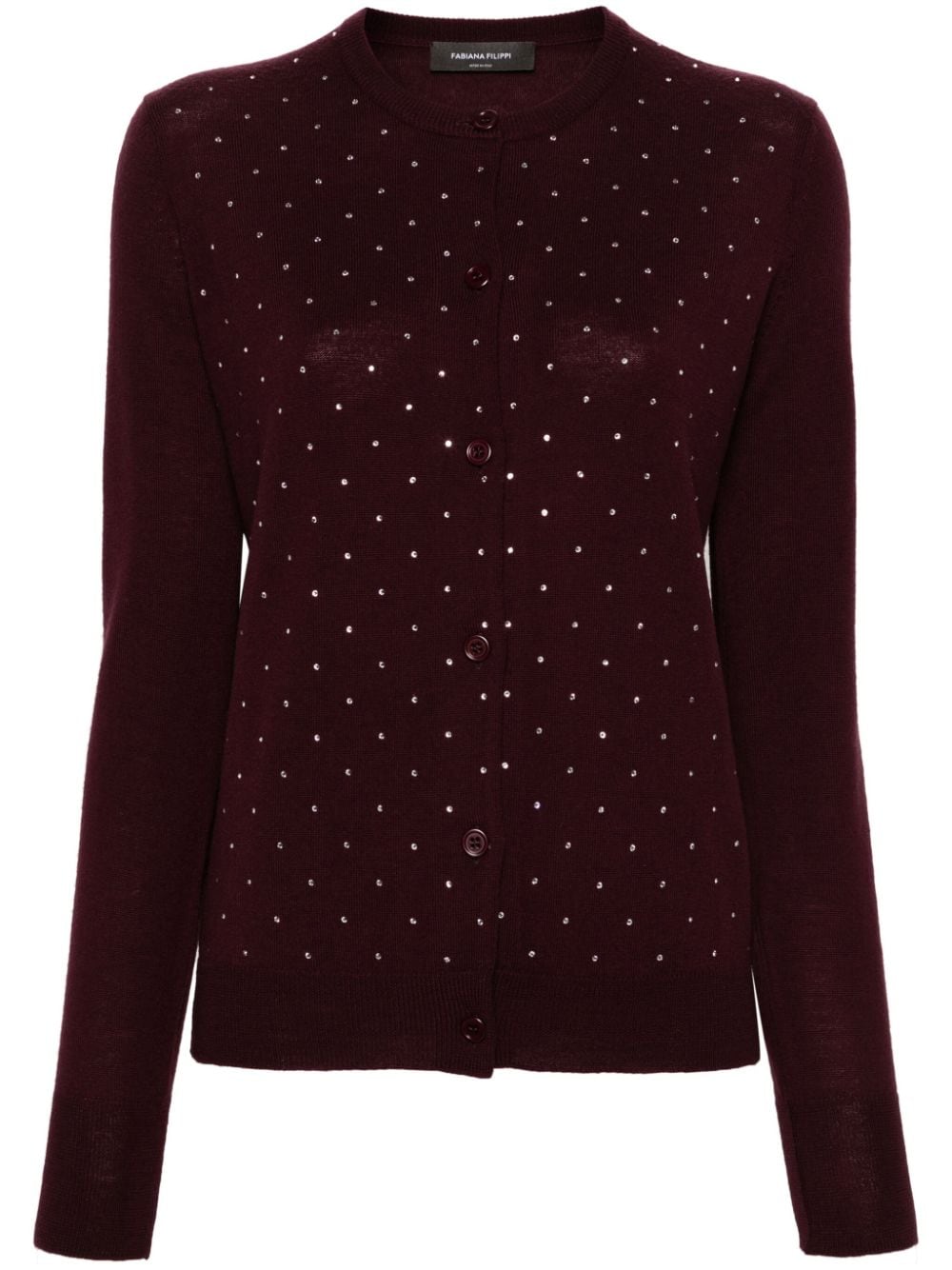 Shop Fabiana Filippi Crystal-embellished Cardigan In Red