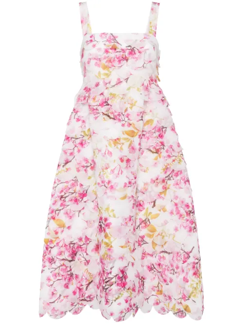 Robe mi-longue à fleurs - Cynthia Rowley - Modalova
