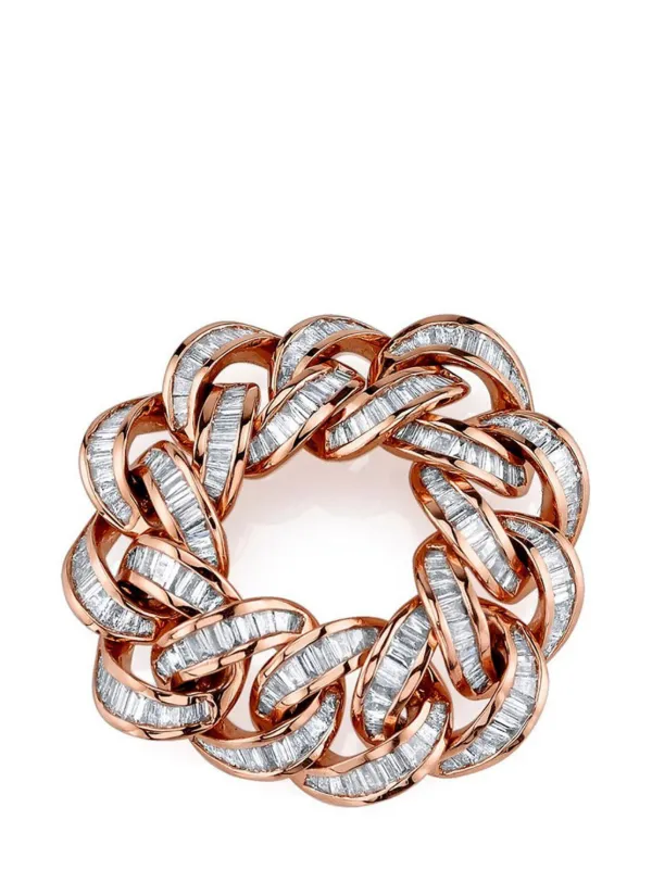 Shay 18kt White Gold Essential Link Diamond Ring in Pink