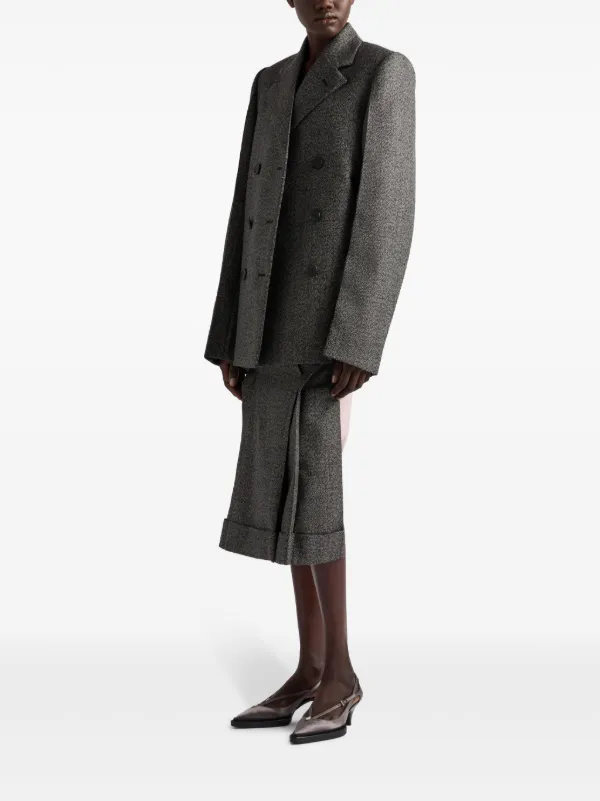 【プラダ・PRADA】Mouline wool midi-skirt Prada mouliné-wool Midi Skirt | Black | FARFETCH