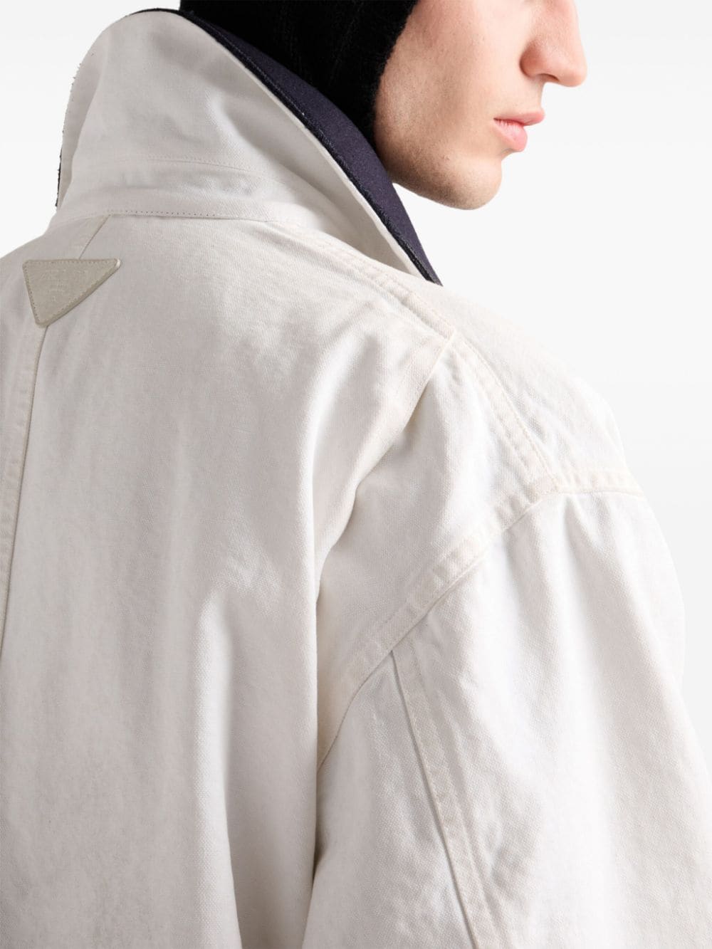 Shop Prada Cotton Shirt Jacket In Weiss