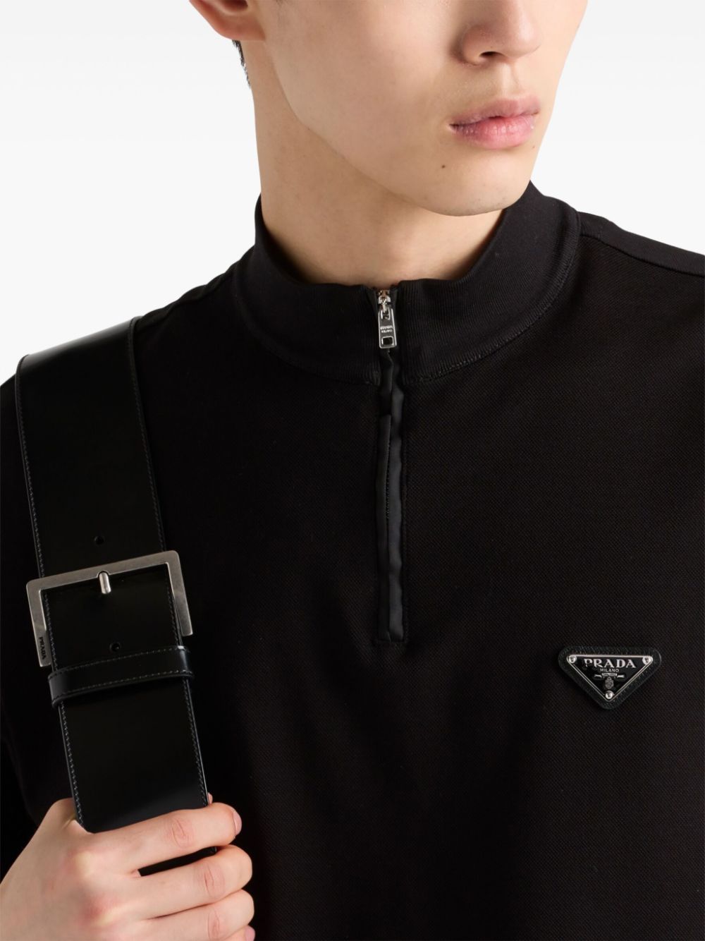 Prada Poloshirt met logo Zwart