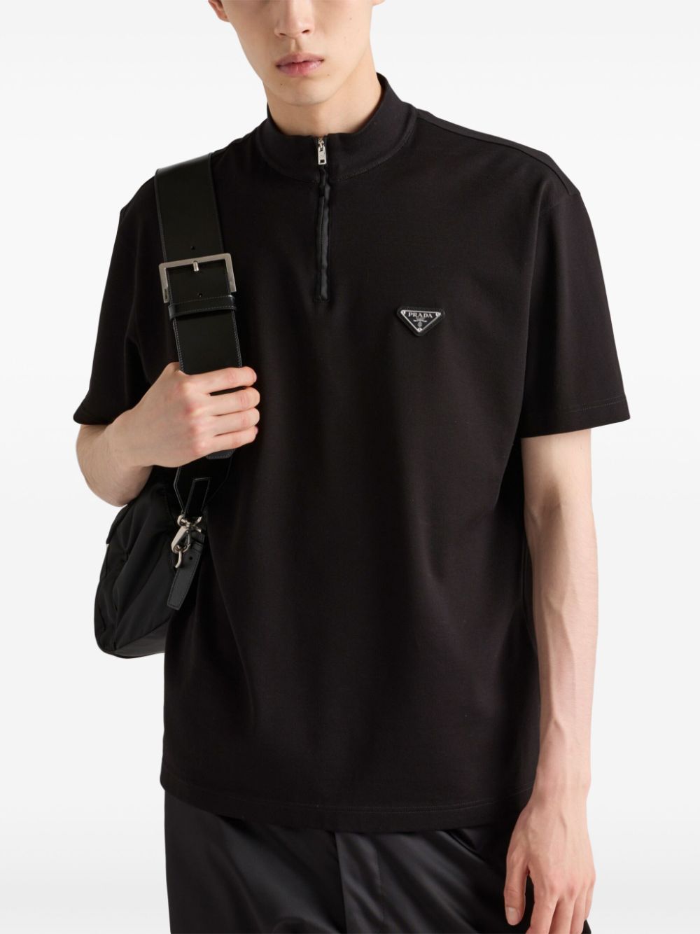 Prada Poloshirt met logo Zwart