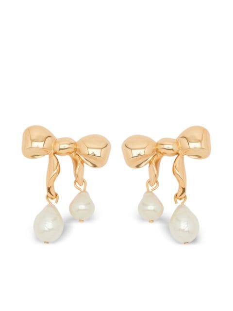 Oscar de la Renta aretes Heart & Bow con perla