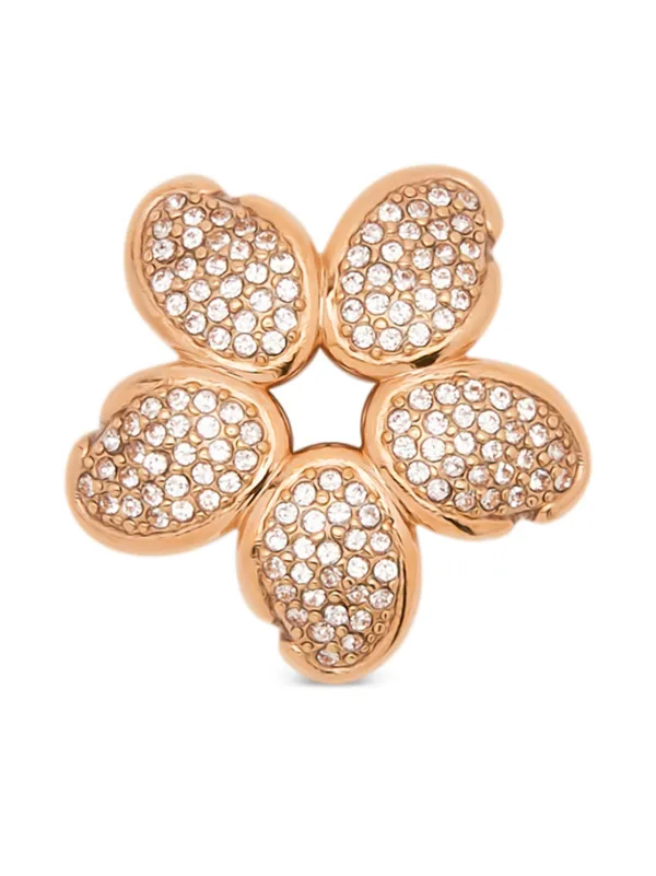 Oscar De La Renta Crystal O Flower Earrings Pink FARFETCH JO