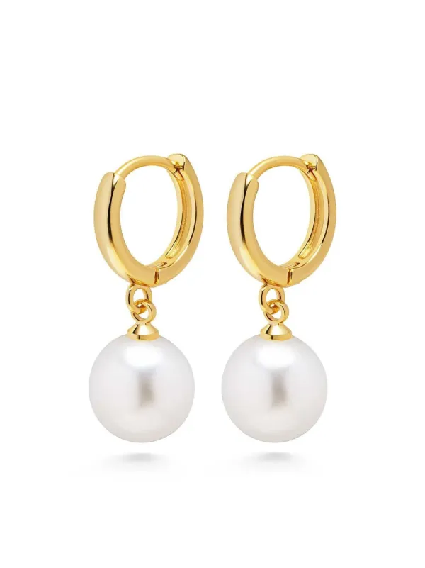 ONLYJUMP Orecchini Pendenti Lunghi Con Perle Bianche, Placcati Oro 14k, Eleganti E Ipoallergenici, Gioielli Donna Per Feste E Matrimoni