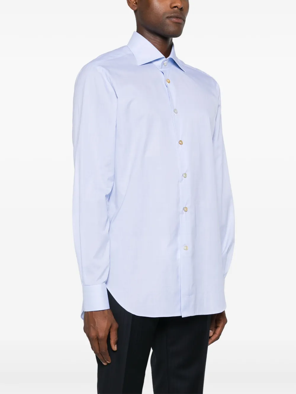 Kiton Geruit overhemd Blauw