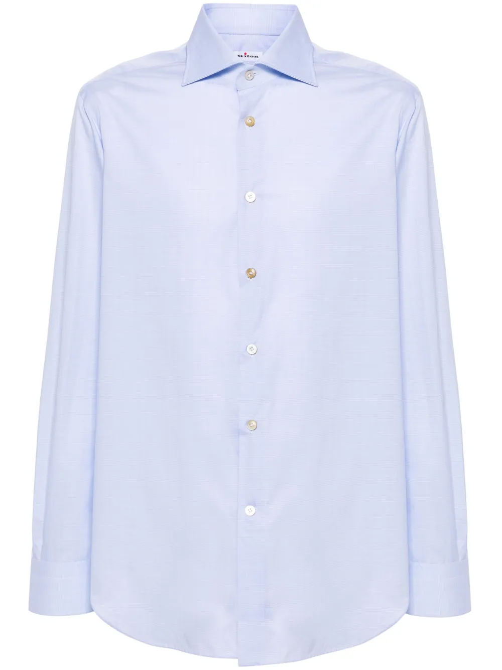 Kiton Geruit overhemd Blauw