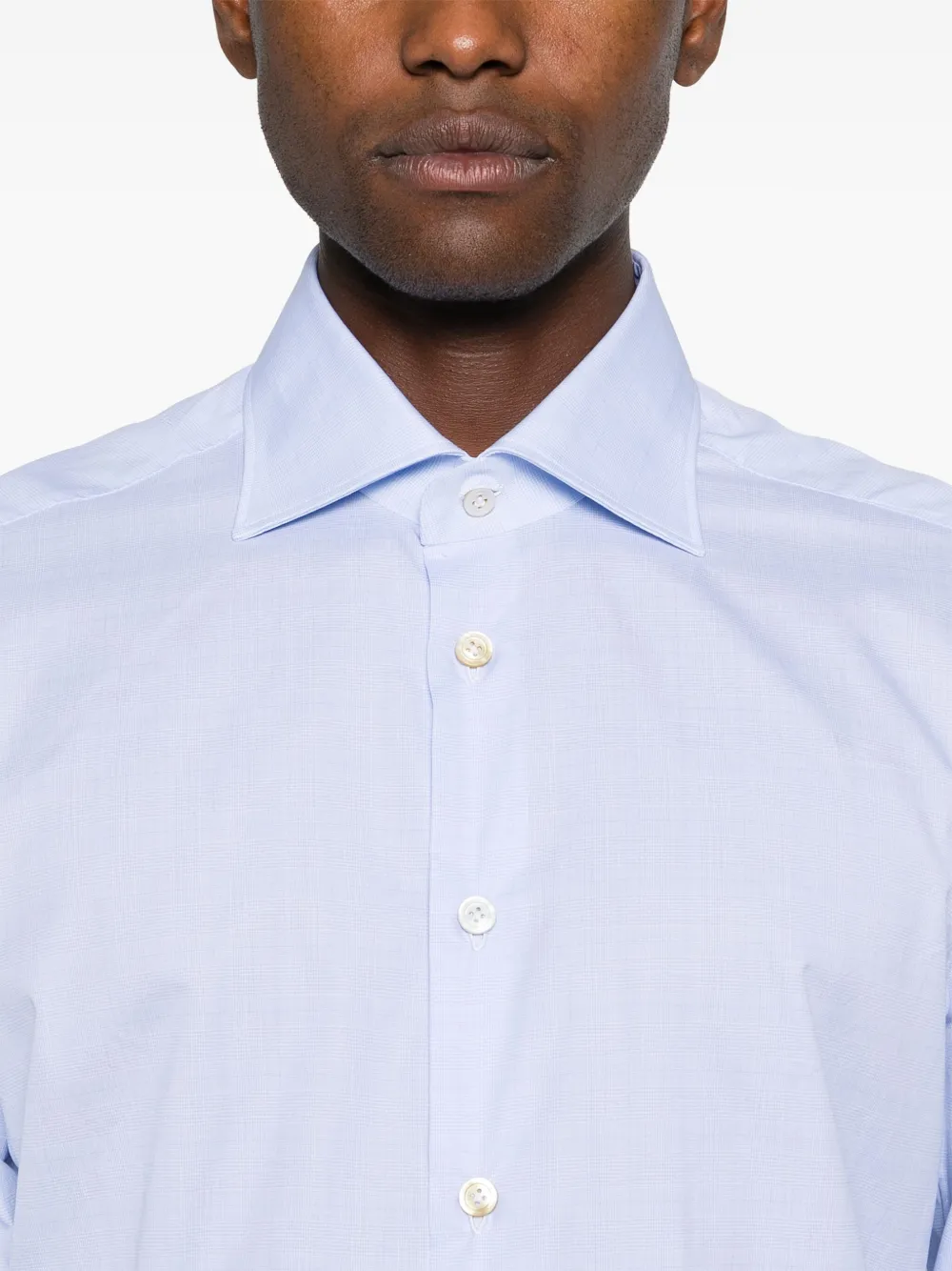 Kiton Geruit overhemd Blauw