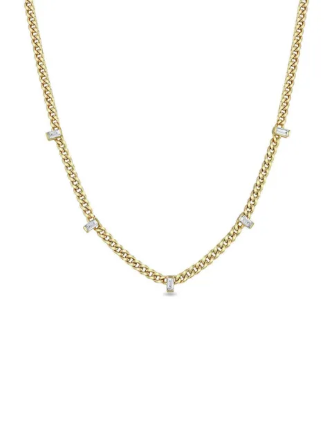 Zoë Chicco 14kt yellow gold small baguette-diamond necklace