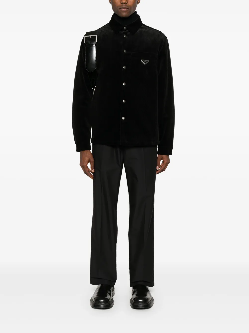 Prada enamel triangle-logo jacket - Zwart
