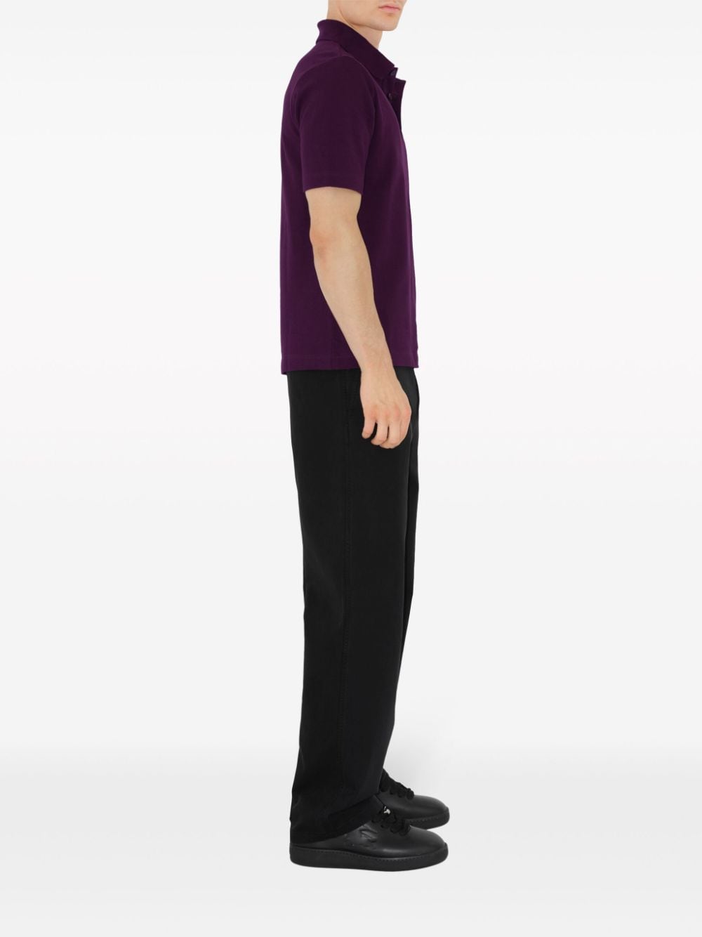 Shop Burberry Logo-appliqué Cotton Polo T-shirt In Purple