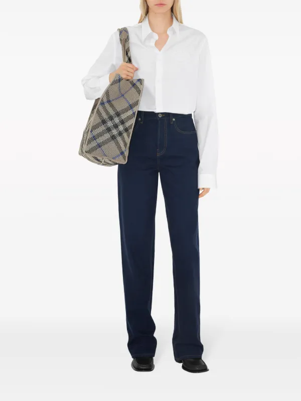 Burberry Medium Check Knitted Tote Bag | Neutrals | FARFETCH